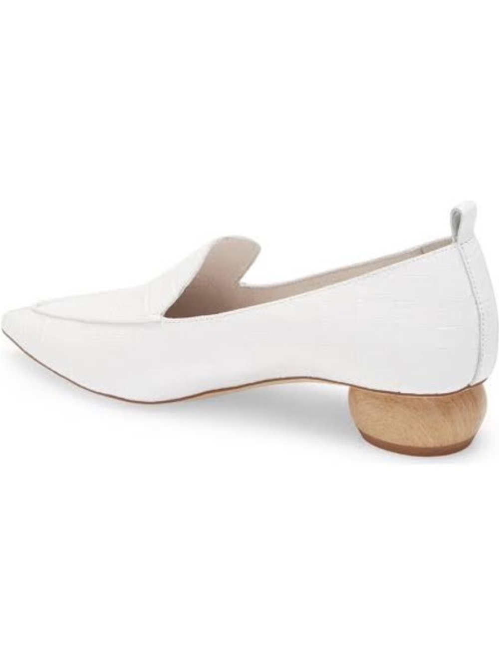 Jeffrey Campbell Viona White Croc-Embossed Round Wooden Heel Loafers